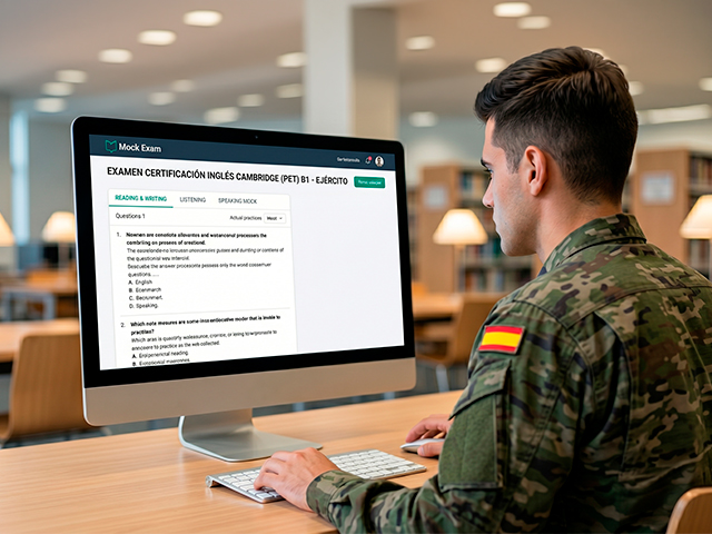 Examen certificación inglés Cambrigde ejército (PET) - B1